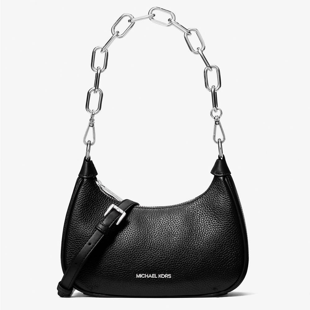 Michael Kors Cora Medium Pebbled Leather Shoulder Bag in Black - NWT